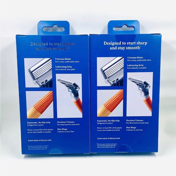 2 Brand New Harry's 5 Blade Men's Razor Set - Bright Orange - Picture 2 of 3